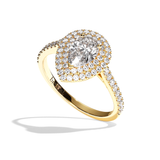 Bague solitaire halo diamant poire or blanc - Eblouissante
