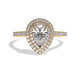 Bague solitaire halo diamant poire or blanc - Eblouissante
