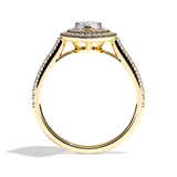 Bague solitaire halo diamant poire or blanc - Eblouissante