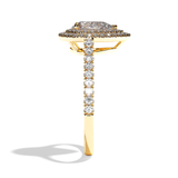 Bague solitaire halo diamant poire or blanc - Eblouissante