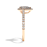Bague solitaire halo diamant poire or blanc - Amoureuse pavée