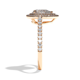 Bague solitaire halo diamant poire or blanc - Eblouissante