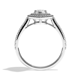 Bague solitaire halo diamant poire or blanc - Eblouissante