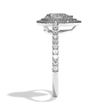 Bague solitaire halo diamant poire or blanc - Eblouissante
