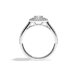 Bague solitaire halo diamant radiant or blanc - Eblouissante