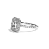 Bague solitaire halo diamant radiant or blanc - Eblouissante