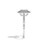 Bague solitaire halo diamant radiant or blanc - Eblouissante
