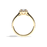 Bague solitaire halo diamant radiant or blanc - Amoureuse pavée