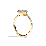 Bague solitaire halo diamant radiant or blanc - Amoureuse pavée