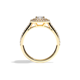 Bague solitaire halo diamant radiant or blanc - Eblouissante