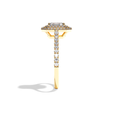 Bague solitaire halo diamant radiant or blanc - Eblouissante