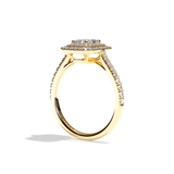 Bague solitaire halo diamant radiant or blanc - Eblouissante