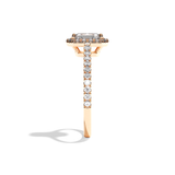 Bague solitaire halo diamant radiant or blanc - Amoureuse pavée