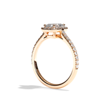 Bague solitaire halo diamant radiant or blanc - Amoureuse pavée