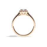 Bague solitaire halo diamant radiant or blanc - Amoureuse pavée