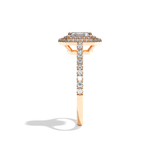 Bague solitaire halo diamant radiant or blanc - Eblouissante