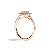 Bague solitaire halo diamant radiant or blanc - Eblouissante