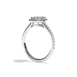 Bague solitaire halo diamant radiant or blanc - Amoureuse pavée