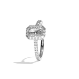 Bague solitaire halo diamant radiant or blanc - Amoureuse pavée