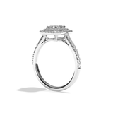 Bague solitaire halo diamant radiant or blanc - Eblouissante