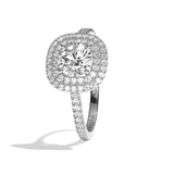 Bague solitaire halo diamant rond/coussin or blanc - Eblouissante