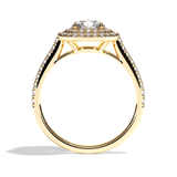 Bague solitaire halo diamant rond/coussin or blanc - Eblouissante