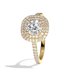 Bague solitaire halo diamant rond/coussin or blanc - Eblouissante