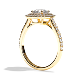 Bague solitaire halo diamant rond/coussin or blanc - Eblouissante
