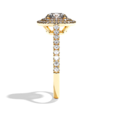 Bague solitaire halo diamant rond/coussin or blanc - Eblouissante