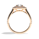 Bague solitaire halo diamant rond/coussin or blanc - Eblouissante