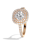 Bague solitaire halo diamant rond/coussin or blanc - Eblouissante