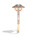 Bague solitaire halo diamant rond/coussin or blanc - Eblouissante
