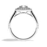 Bague solitaire halo diamant rond/coussin or blanc - Eblouissante