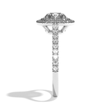 Bague solitaire halo diamant rond/coussin or blanc - Eblouissante