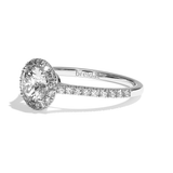 Bague solitaire halo diamant rond platine - Amoureuse pavée