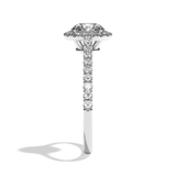 Bague solitaire halo diamant rond platine - Amoureuse pavée