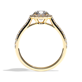Bague solitaire halo diamant rond platine - Amoureuse pavée
