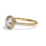 Bague solitaire halo diamant rond platine - Amoureuse pavée