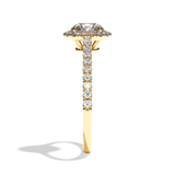 Bague solitaire halo diamant rond platine - Amoureuse pavée