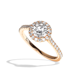 Bague solitaire halo diamant rond platine - Amoureuse pavée