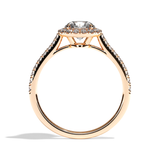 Bague solitaire halo diamant rond platine - Amoureuse pavée