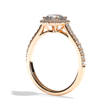 Bague solitaire halo diamant rond platine - Amoureuse pavée