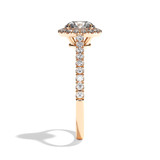 Bague solitaire halo diamant rond platine - Amoureuse pavée