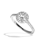 Bague solitaire halo diamant rond platine - Amoureuse pavée