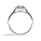 Bague solitaire halo diamant rond platine - Amoureuse pavée