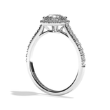 Bague solitaire halo diamant rond platine - Amoureuse pavée