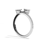 Bague toi et moi diamant navette or blanc - Vivante pavée