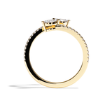 Bague Toi et Moi Diamant Navette or rose - Vivante pavée