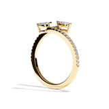 Bague Toi et Moi Diamant Navette or rose - Vivante pavée
