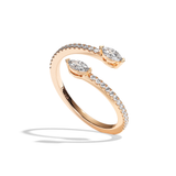 Bague Toi et Moi Diamant Navette or rose - Vivante pavée